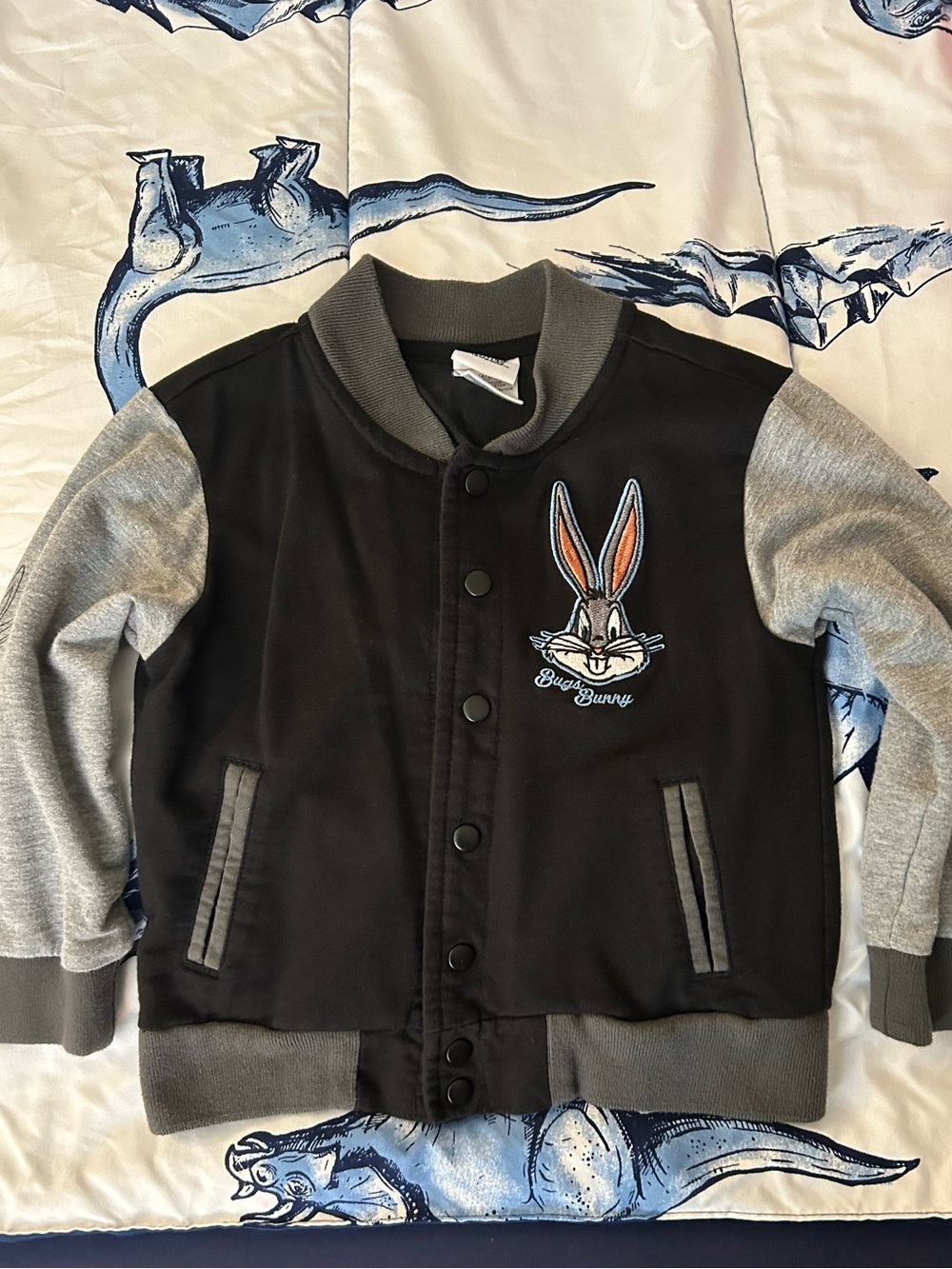 Warner Bros. Black and Gray Bugs Bunny Kids Bomber Jacket